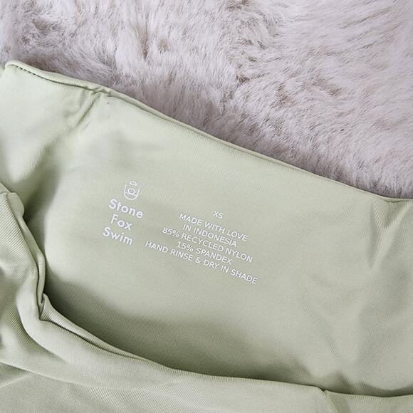 NEW Stone Fox Swim Simone Bikini Swim Bottoms in Aloe Wash Light Green - Picture 10 of 13